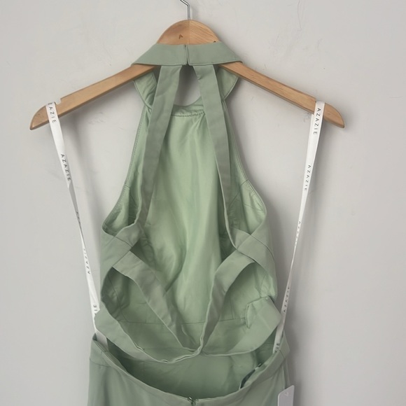 AZAZIE CLARICE A-Line Halter Chiffon Floor-Length Dress Agave Sz A0 NWT ◼️ - Picture 6 of 13